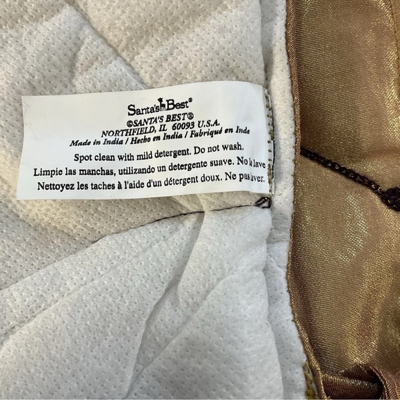 Santa’s Best Tree Skirt Gold Satin Purple Velvet Trim - Picture 12 of 16